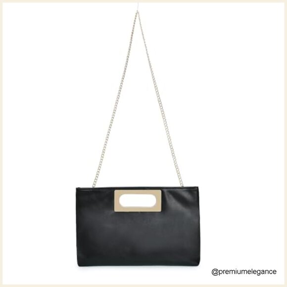 Faux Leather Evening Clutch with Chain Strap for Formal Events - Picture 3 of 7